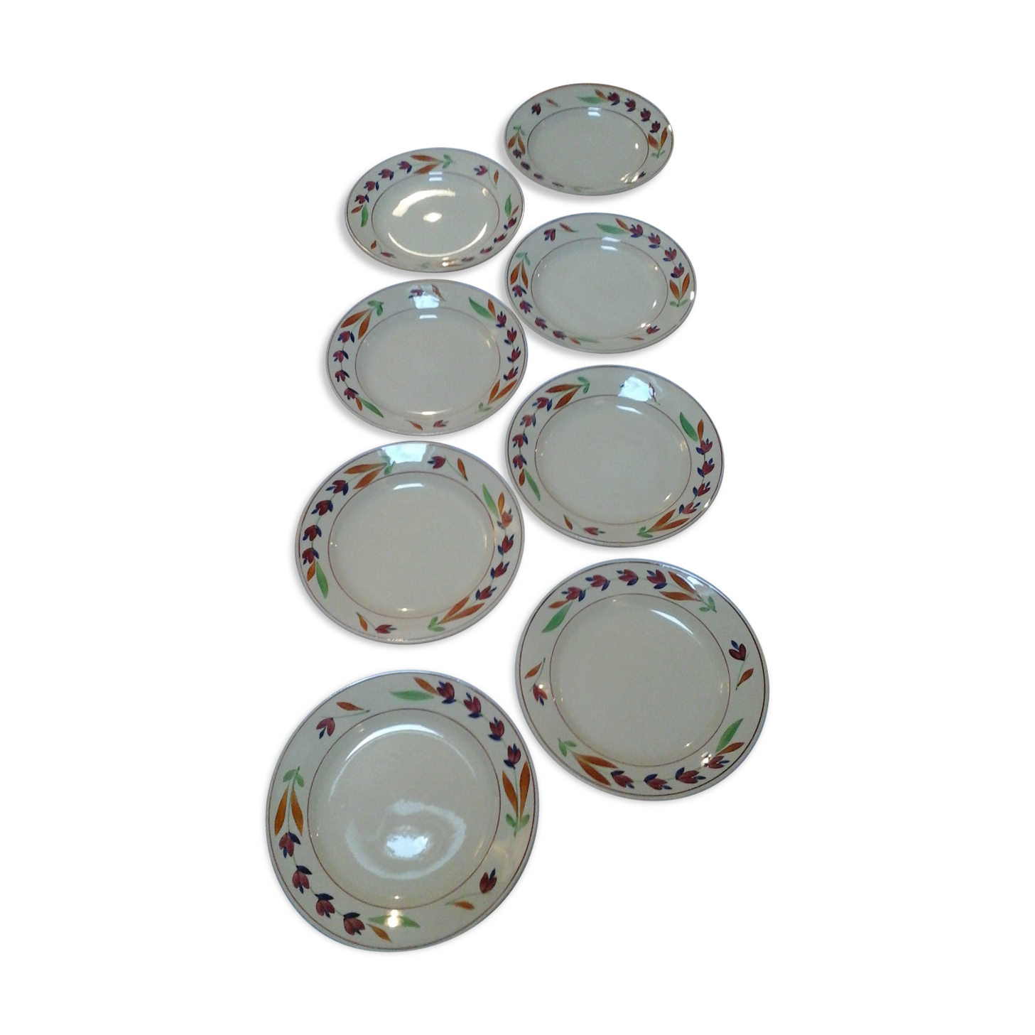 Ensemble de 8 Assiettes plates Jeannine / Gien