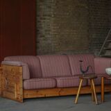 Modern Danish three-seater canapé in pomeranian pine and wool, by Christian IV, 1970s.