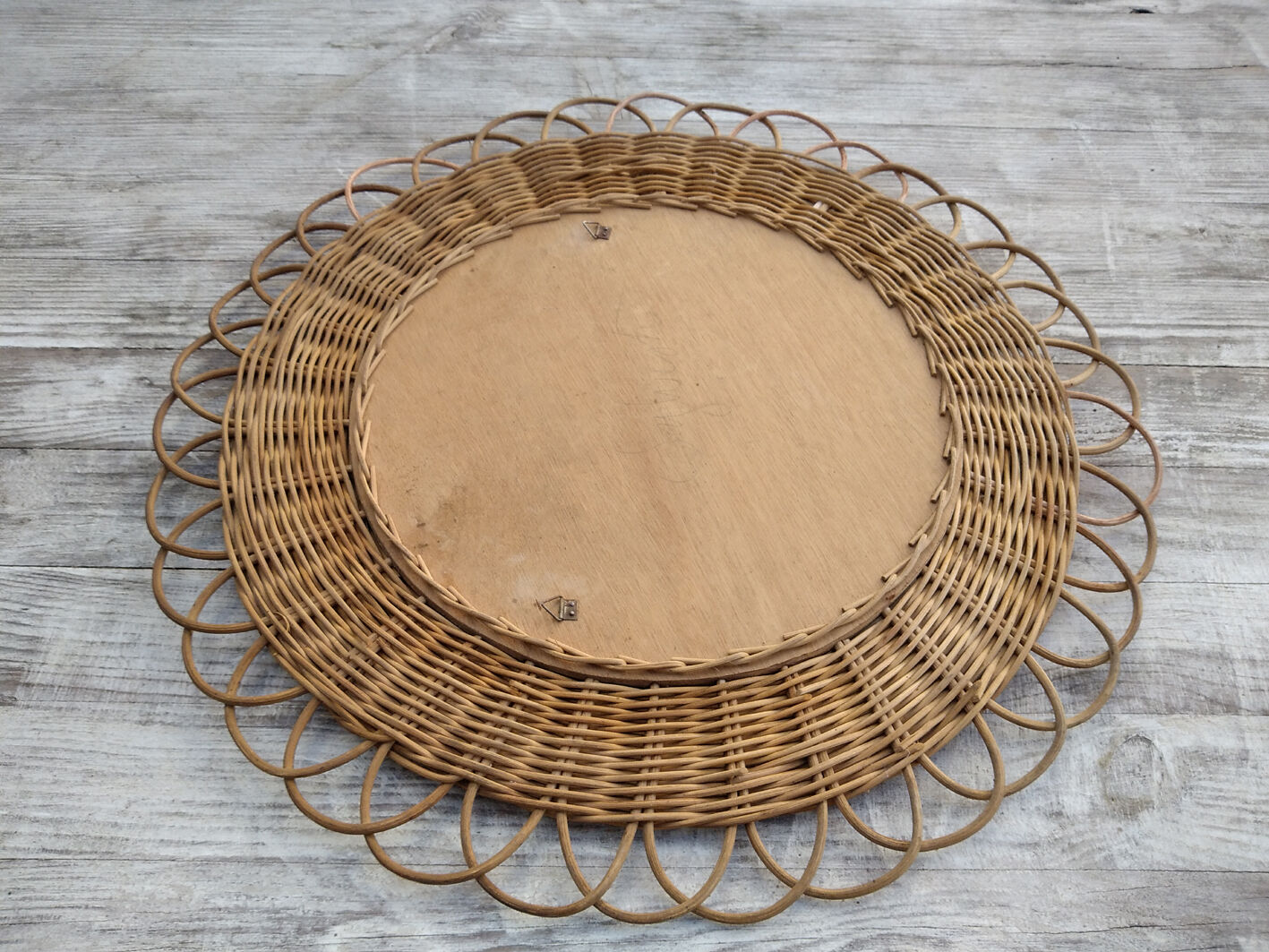 Rattan and braided wicker mirror