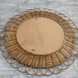 Rattan and braided wicker mirror