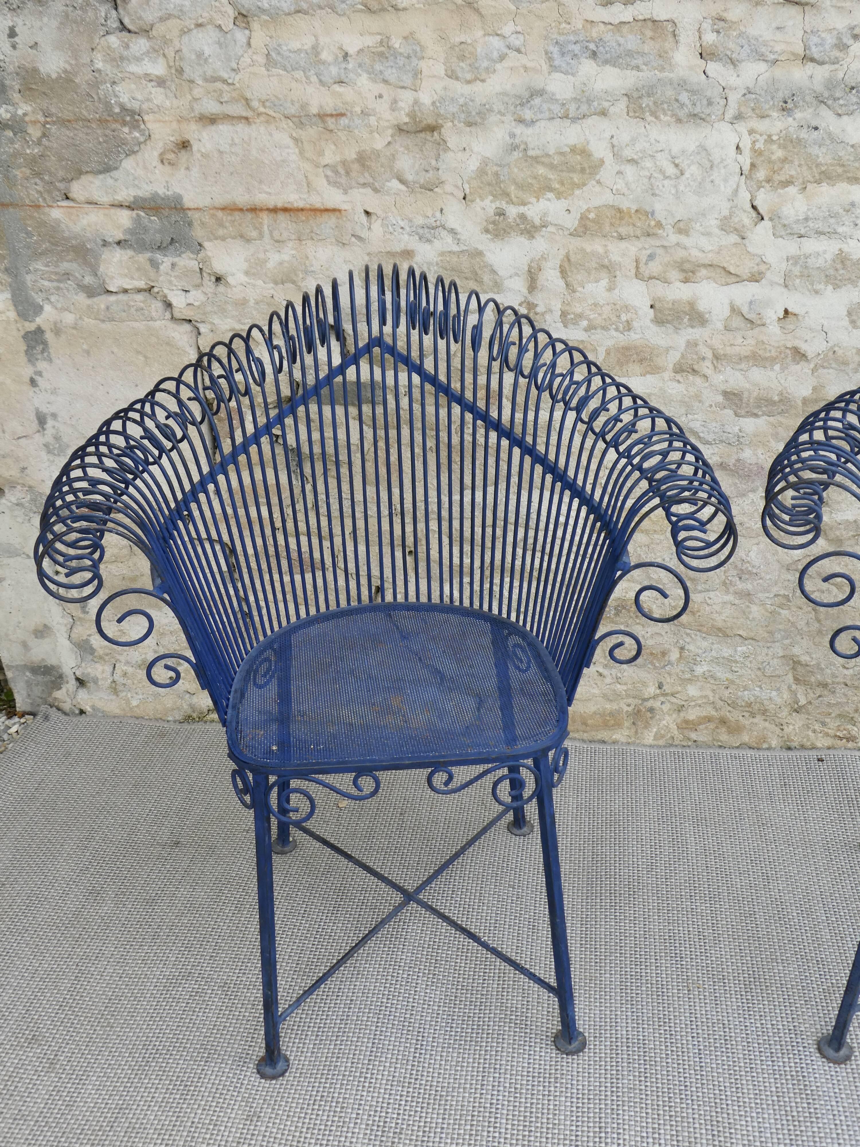 Pair of metal garden chairs