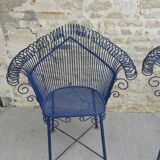Pair of metal garden chairs