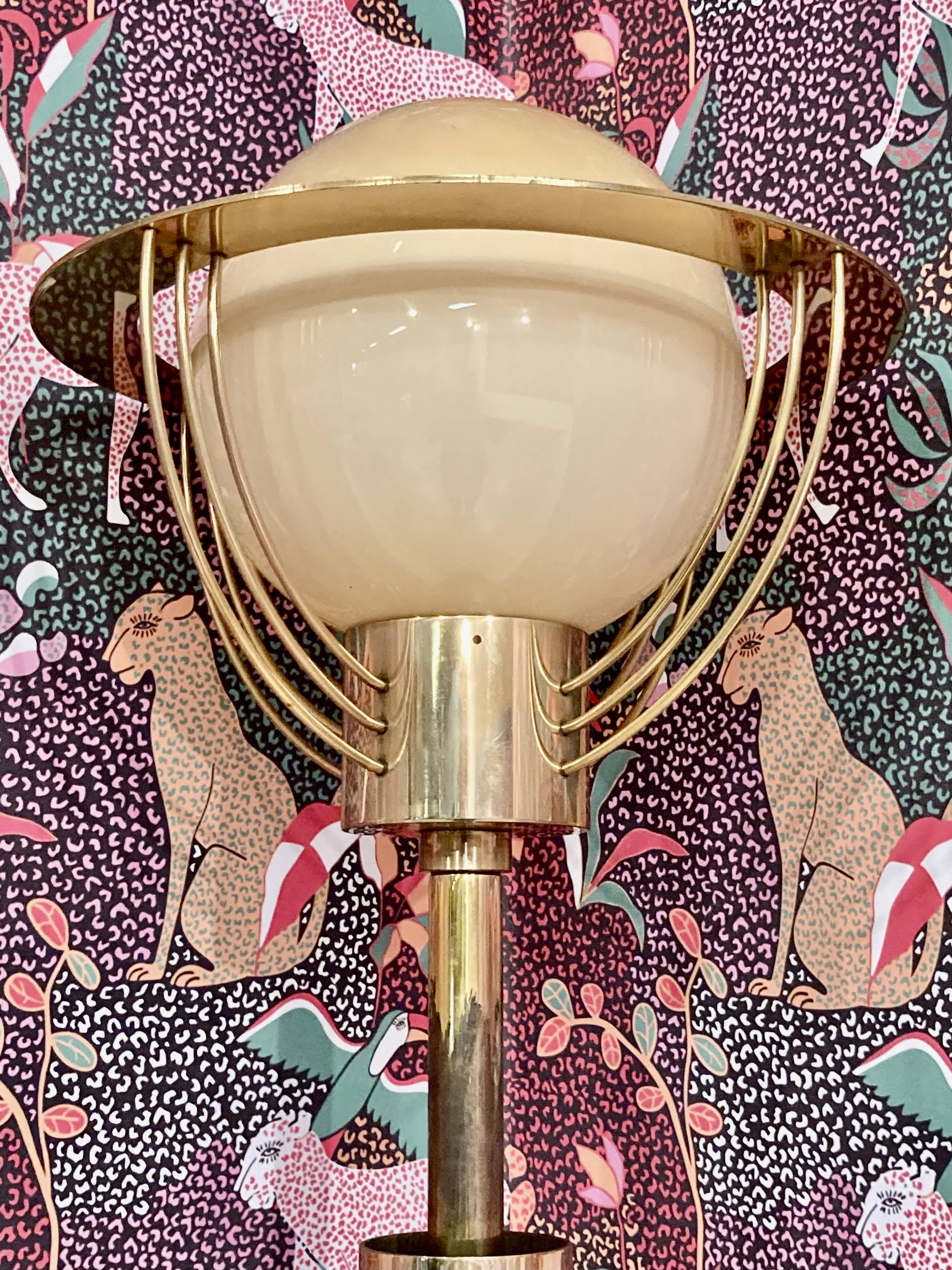 Lampadaire américain en verre et métal, 1950