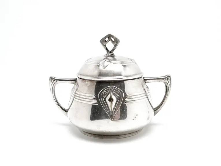 Art Nouveau sugar bowl, silver-plated brass, WMF, Germany, early 20th century