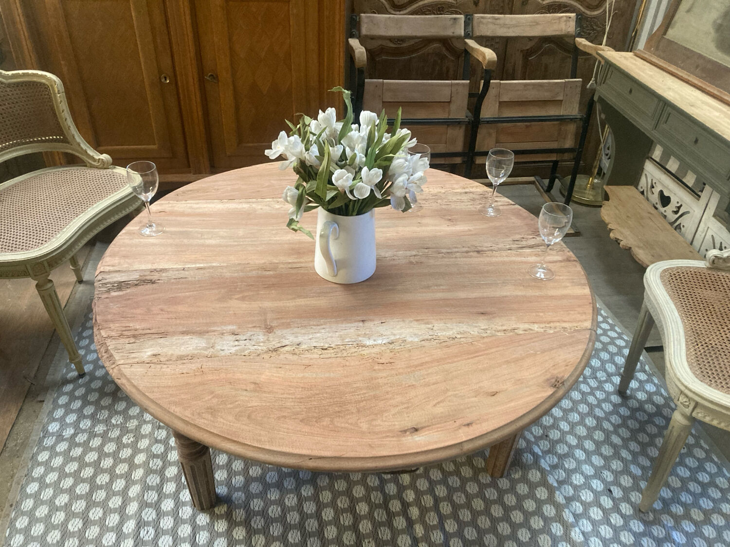 Round farmhouse coffee table
