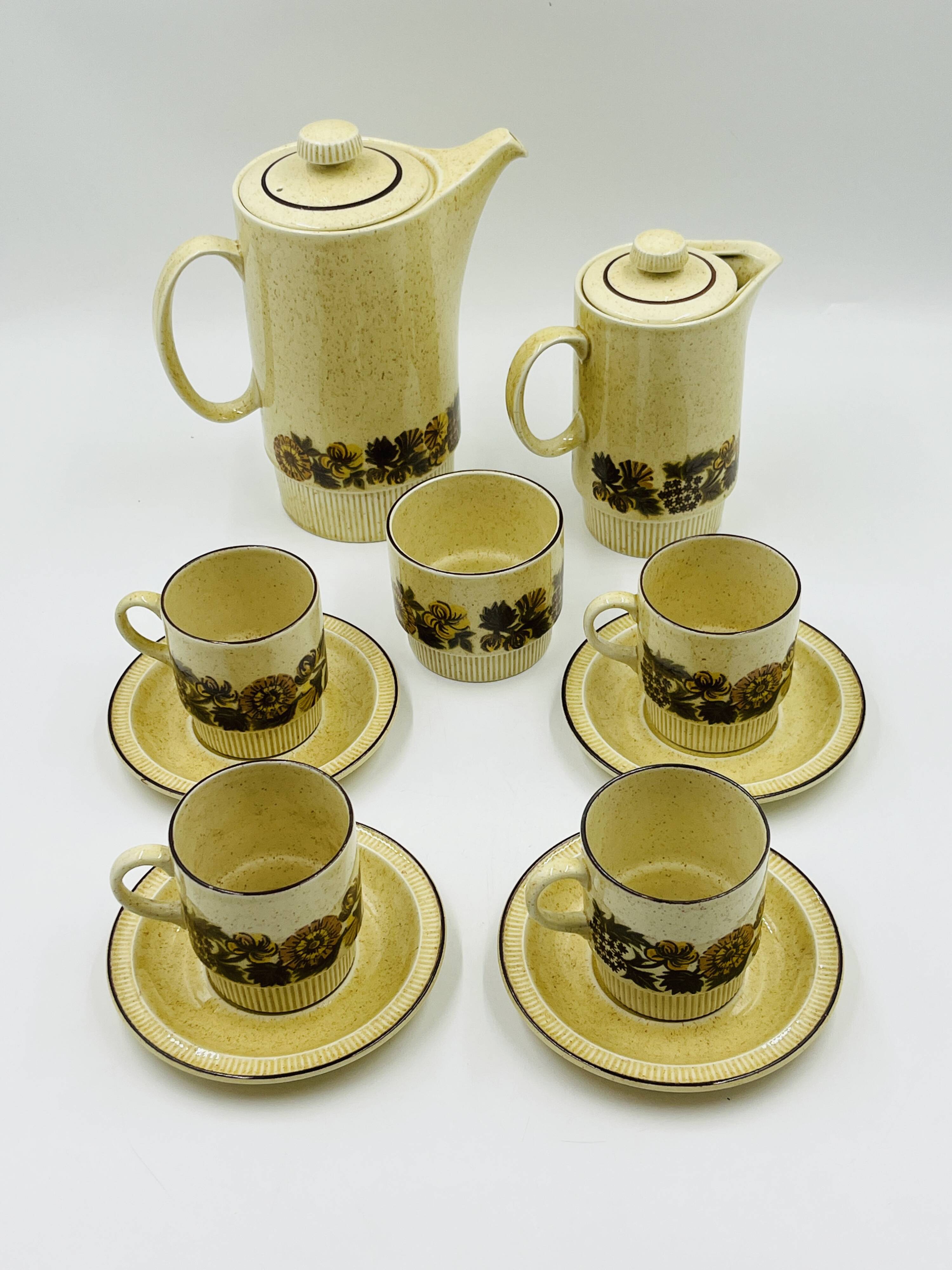 Service à café 4 personnes Poole Pottery modèle Thistlewood