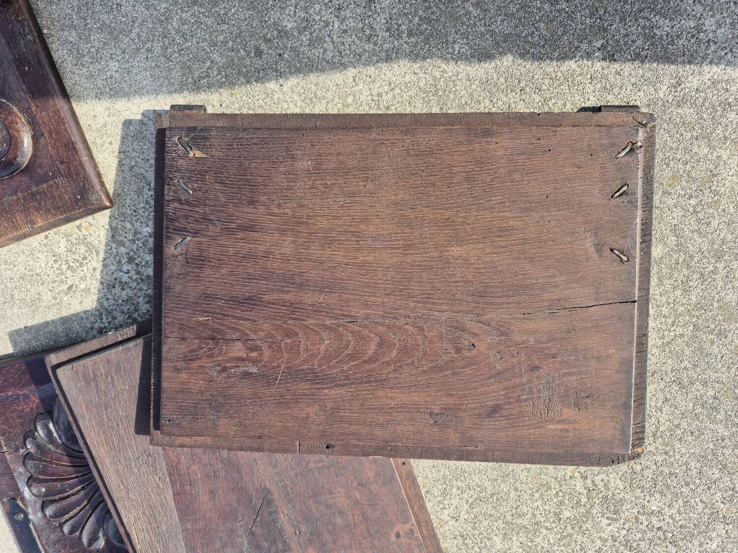 antique cabinet with carvings and wrought iron fittings rural