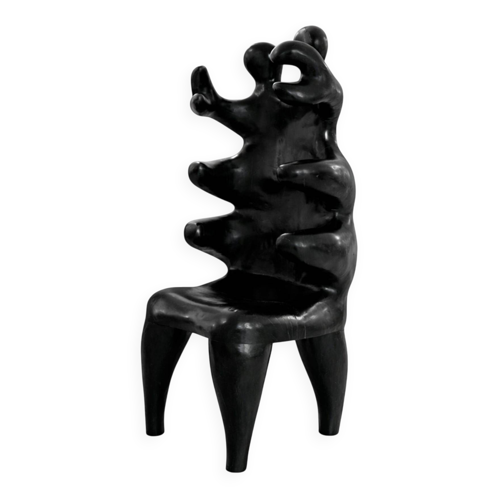 20th Century Paul Covaci Sculptural Black Solid Wood Romanian 1980s Armchair
