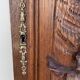 Old carved wooden door panel bas relief hunting scene (oak)
