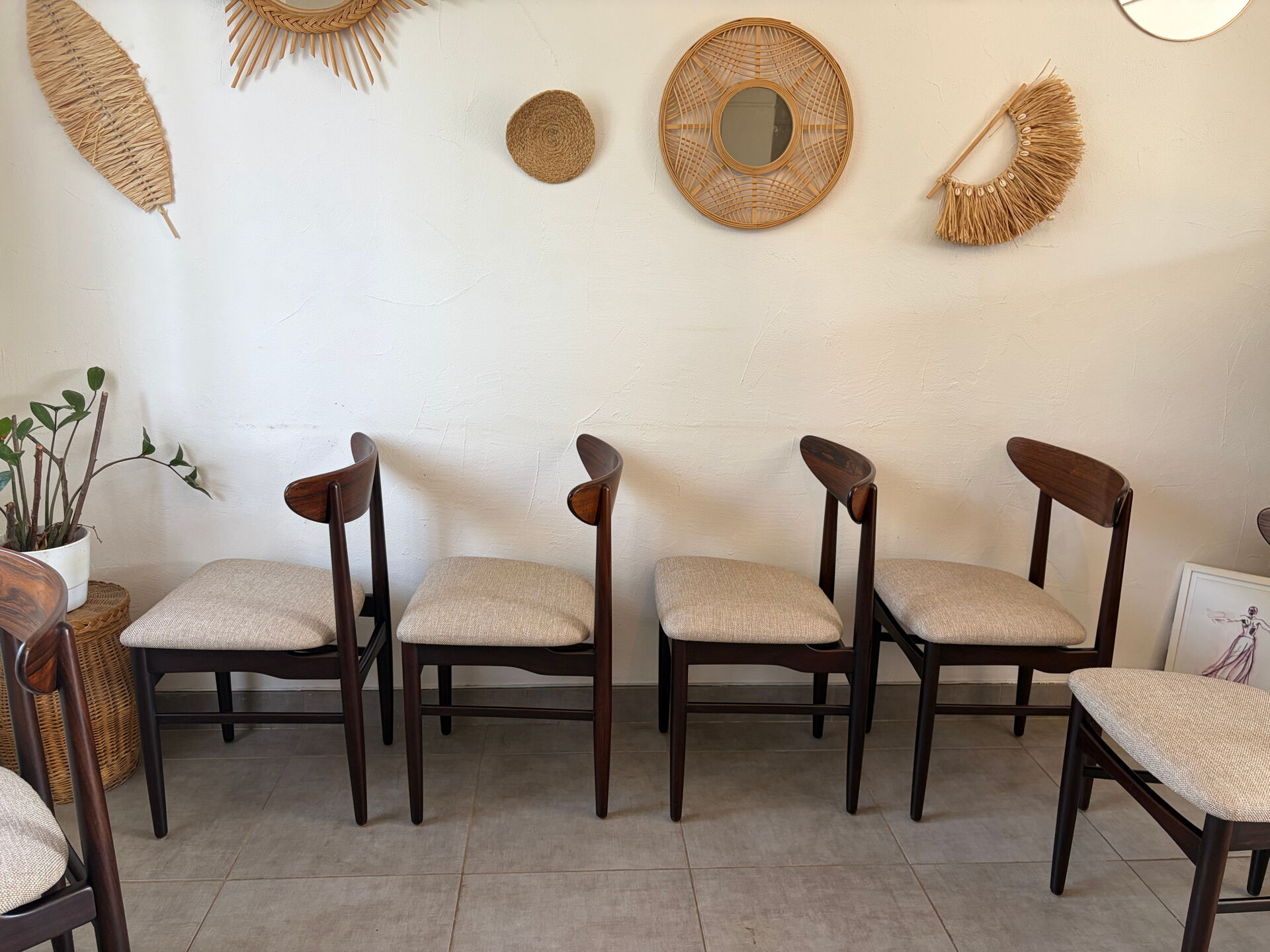 6 vintage Scandinavian teak chairs by Dyrlund