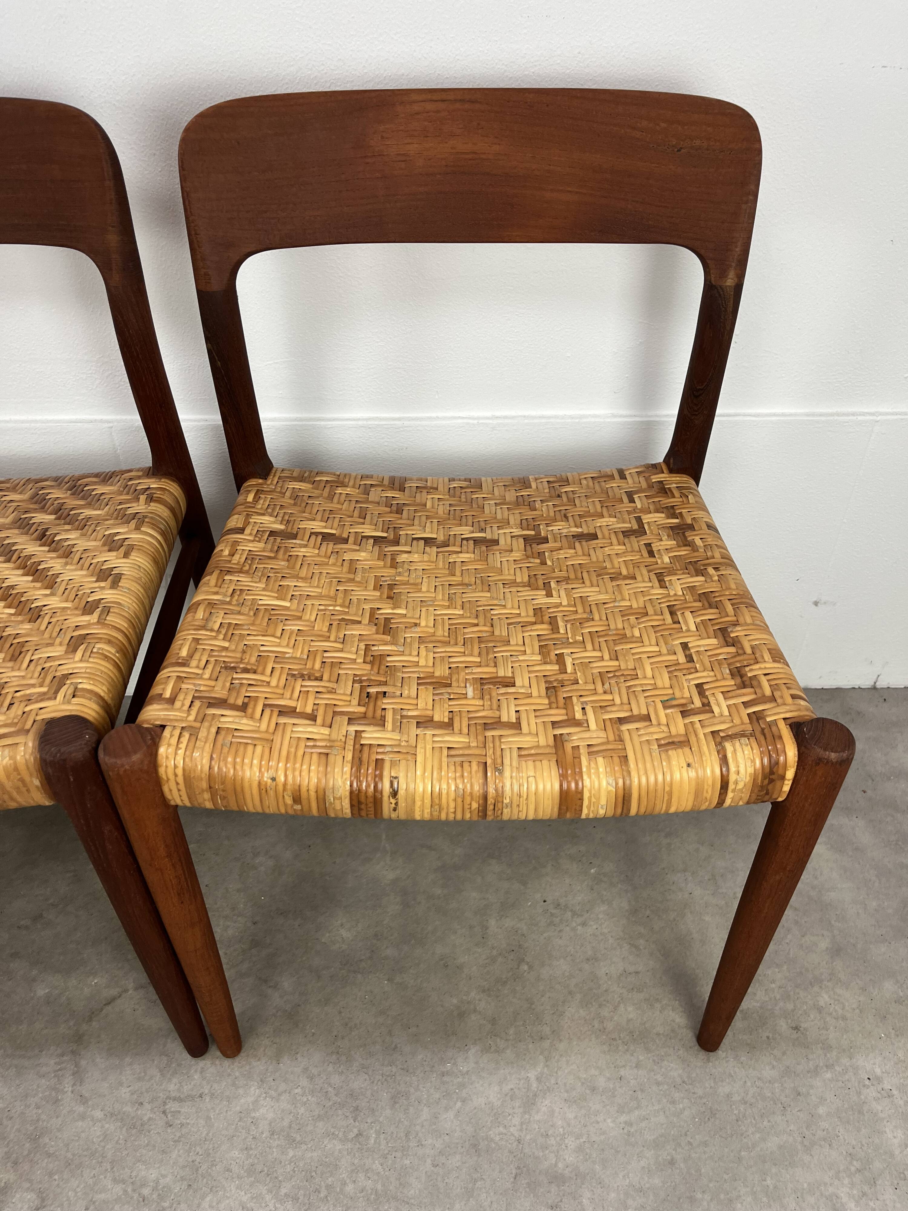 4 chairs 75 by Niels Otto Moller, Scandinavian design, teak