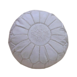 Moroccan pouf in white leather