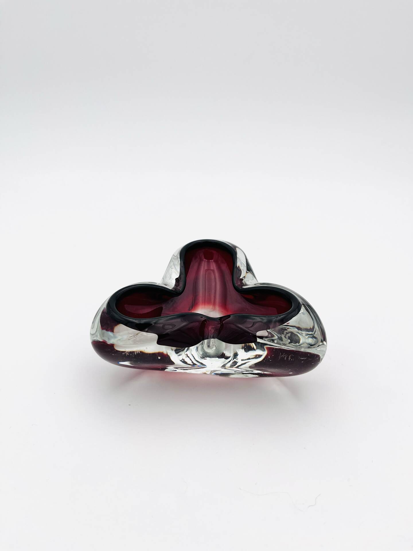 Trilobe Murano Sommerso Ruby Red & Solid Crystal Pocket Vase