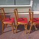 6 baumann bistro chairs wood and skaï red - vintage