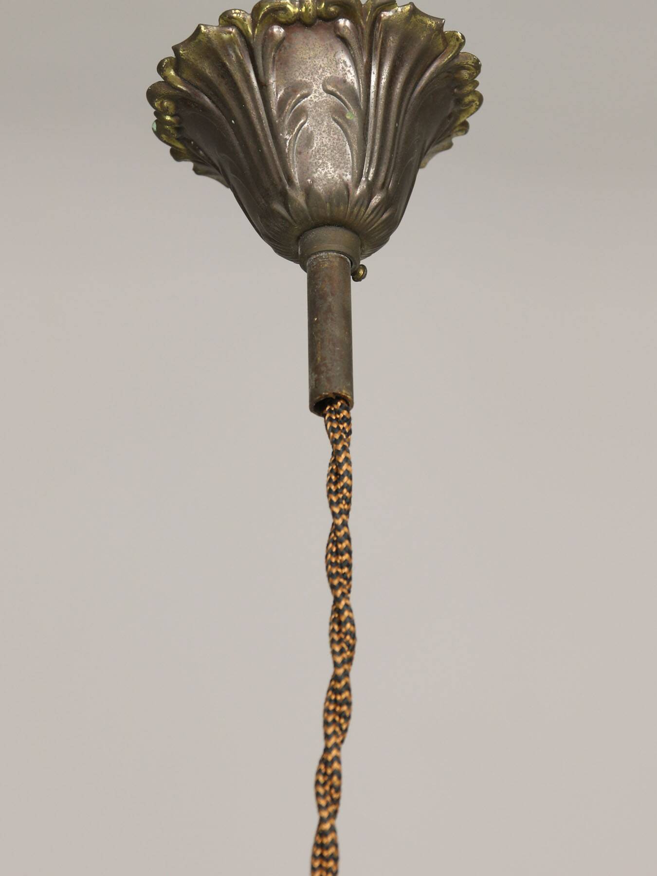 Vintage Patinated Bronze Figural Pendant Lamp