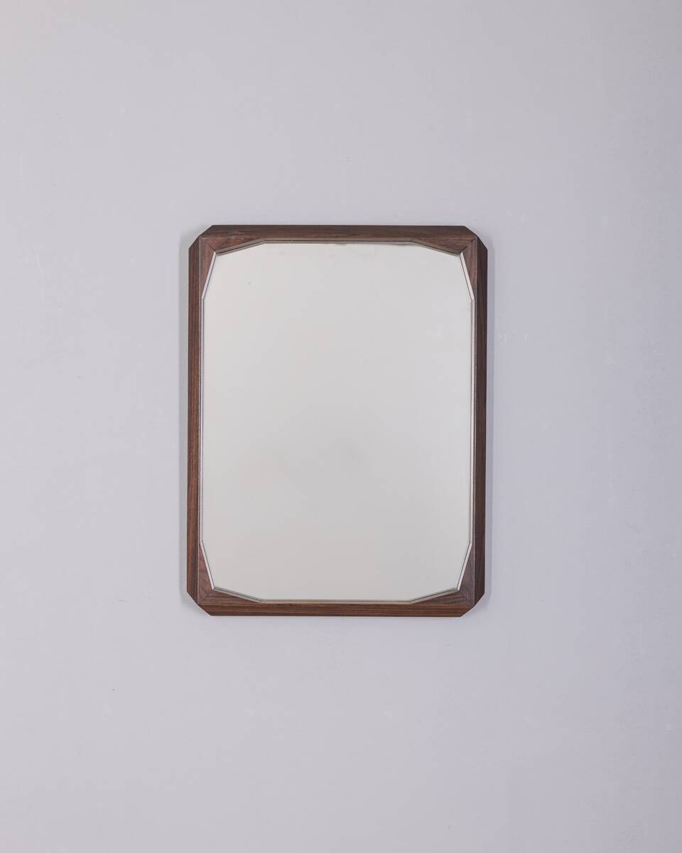 VINTAGE 1960S WALL MIRROR IN WALNUT WOOD DESIGNED BY DINO CAVALLI
