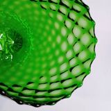 Vintage Green Glass Footed Vase