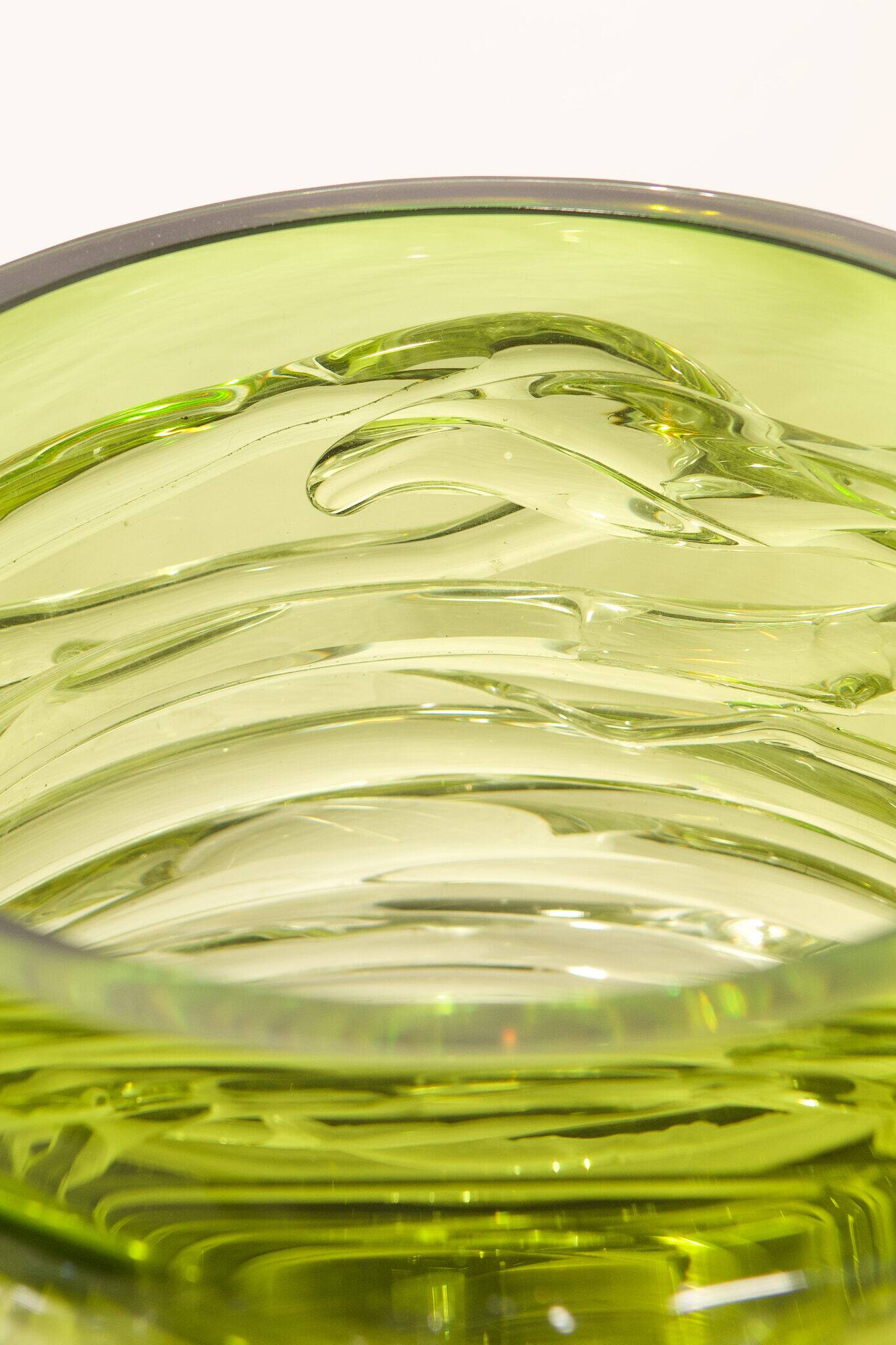 'Tamtam Honey' vase in crystal and green glass - Sem Schanzer (as l'Anverre