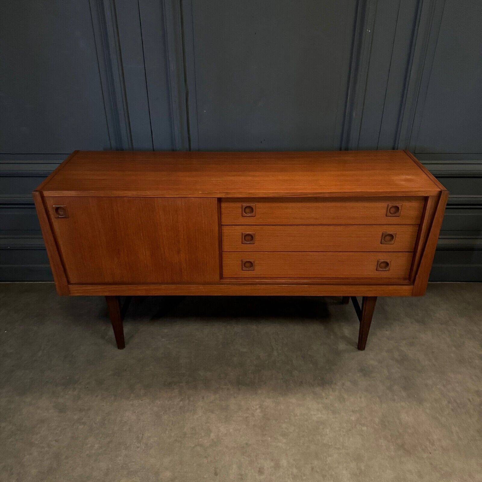 Small Scandinavian teak sideboard 1960s three drawers