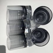 5 70's large bubble black smoked whiskey glasses