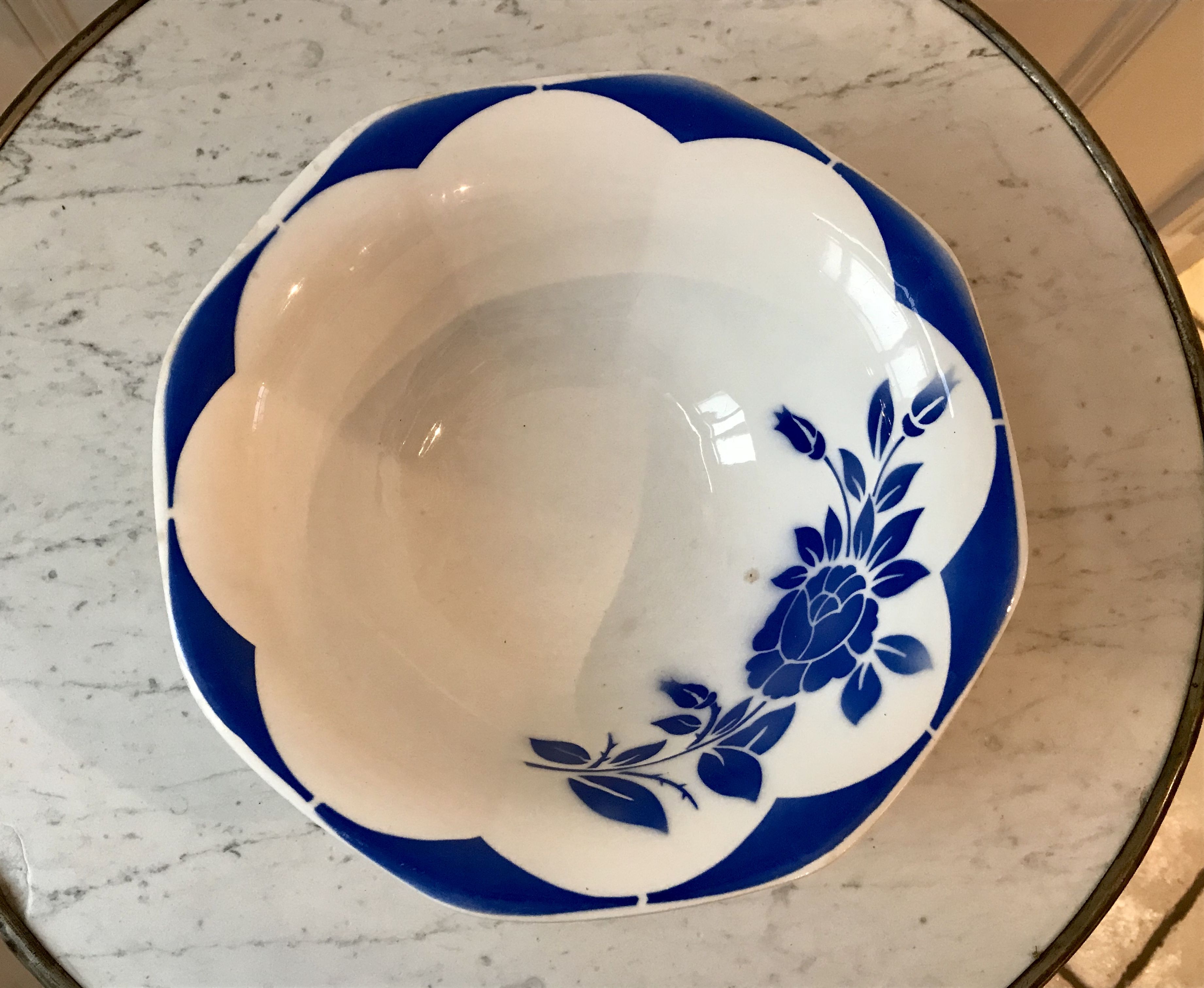 Salad bowl Digoin Sarreguemines Corsica blue 40s-50s