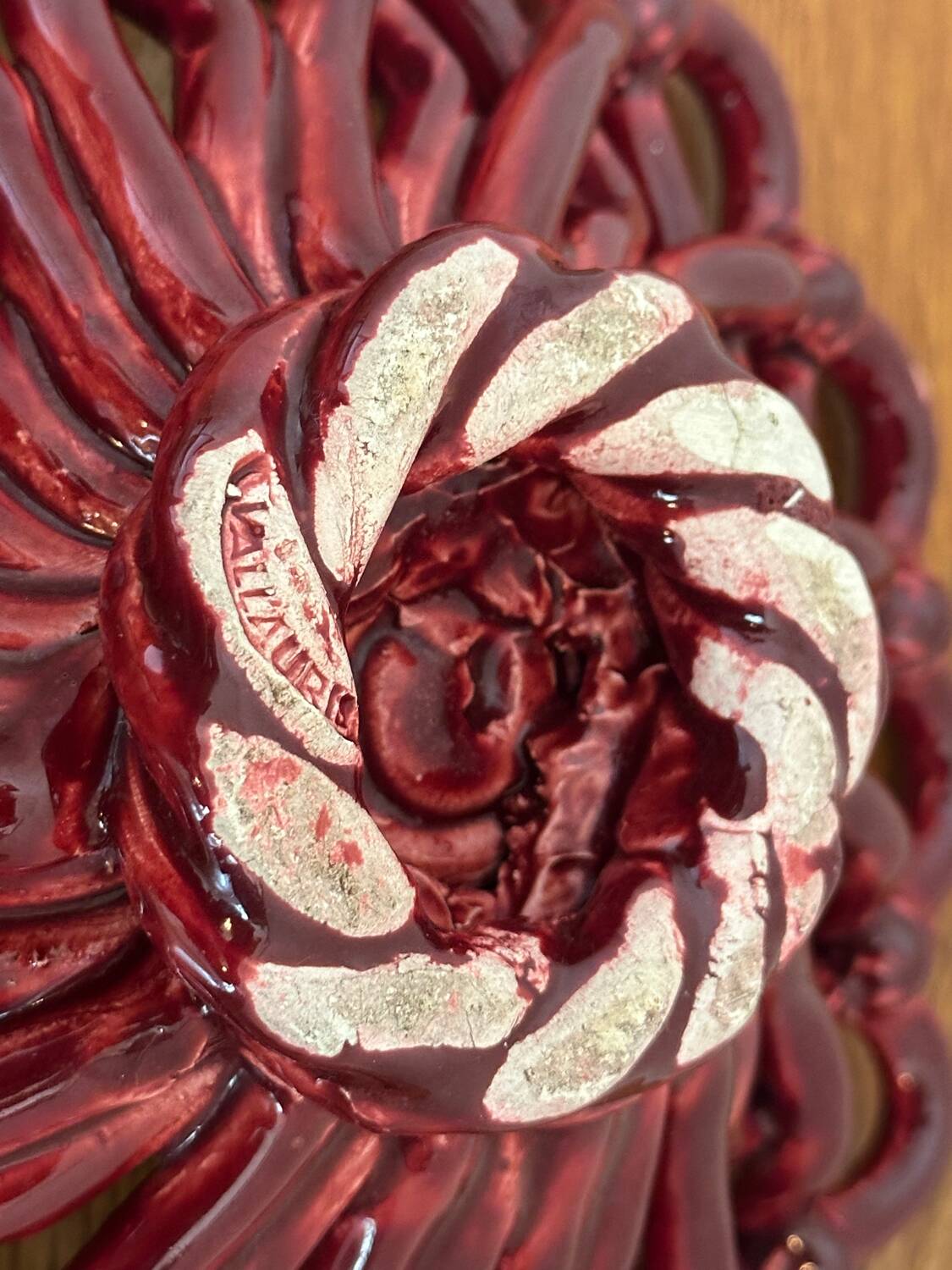 Antique fruit basket in woven ceramic Vallauris
