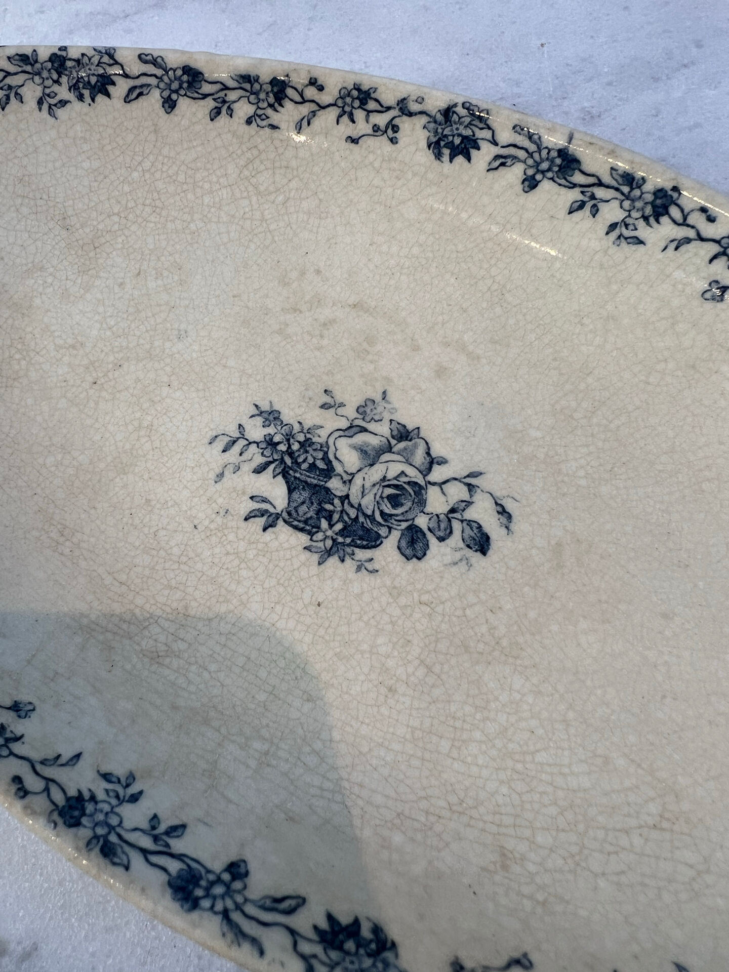 Ravier Gien blue floral decoration 24cm