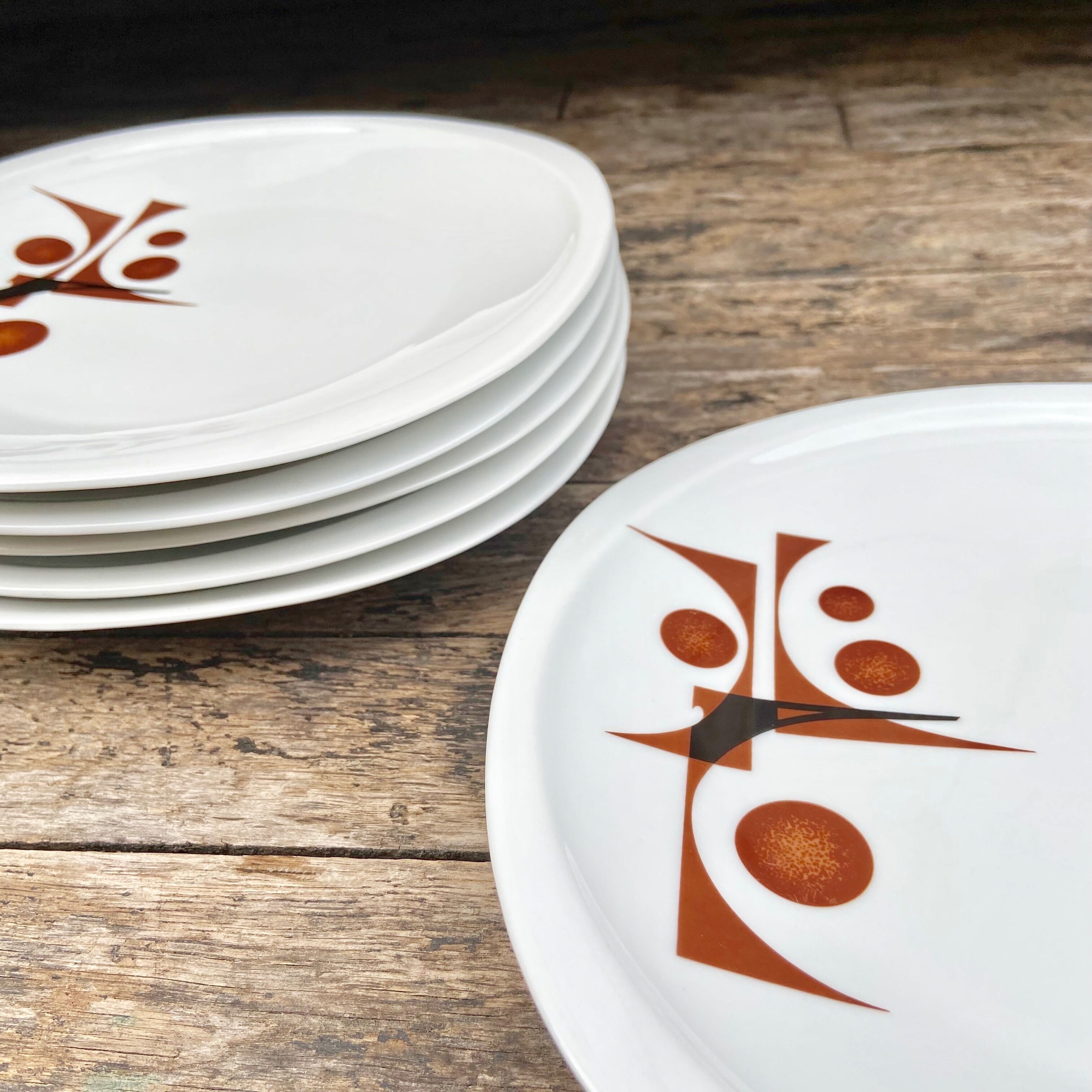 Ensemble de 6 assiettes -Porcelaine de Sologne-Années 70