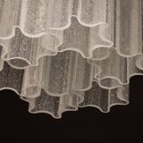 Pendant light with hand-blown glass pieces on a brass base made by Glashütte Limburg.