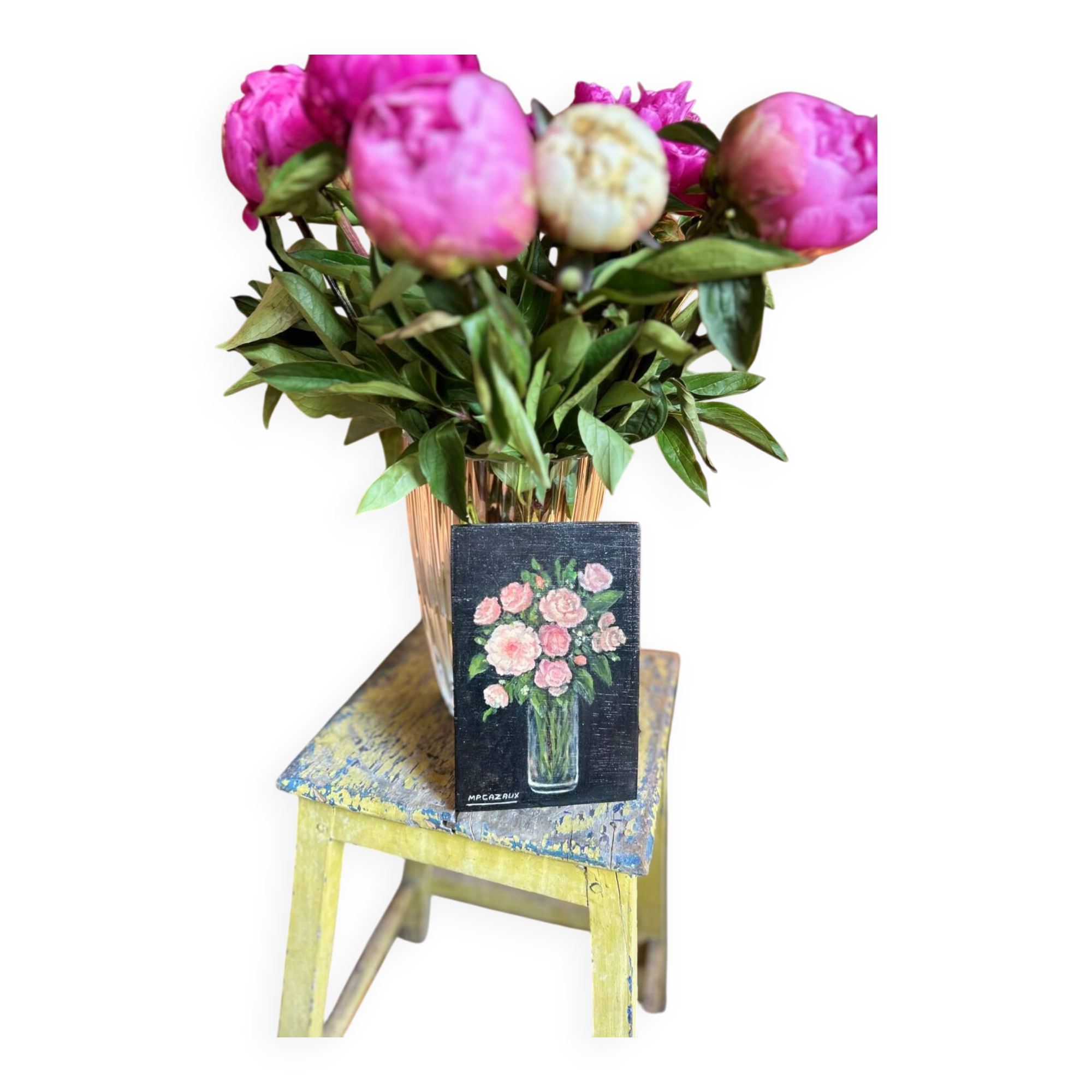 Small oil on panel Flowers