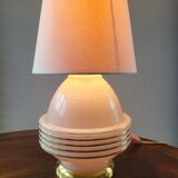 Lampe à tafel art déco, verre clichy rosé avec couleur goudkleurige afwerking, Frankrijk