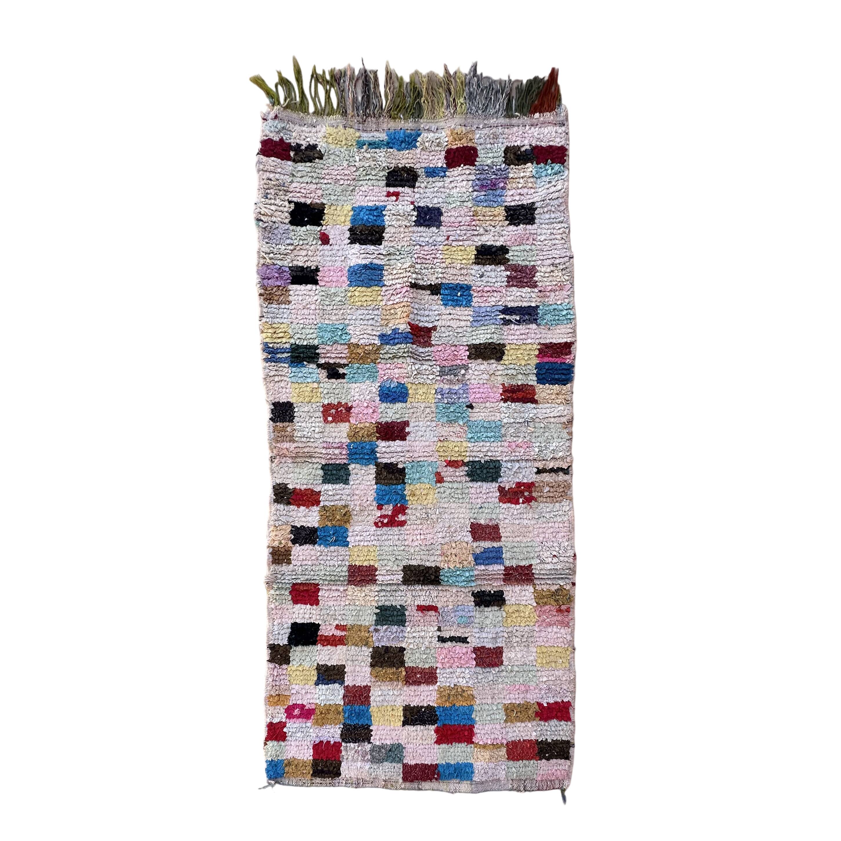 Colorful Boucherouite Moroccan rug - 87 x 190 cm