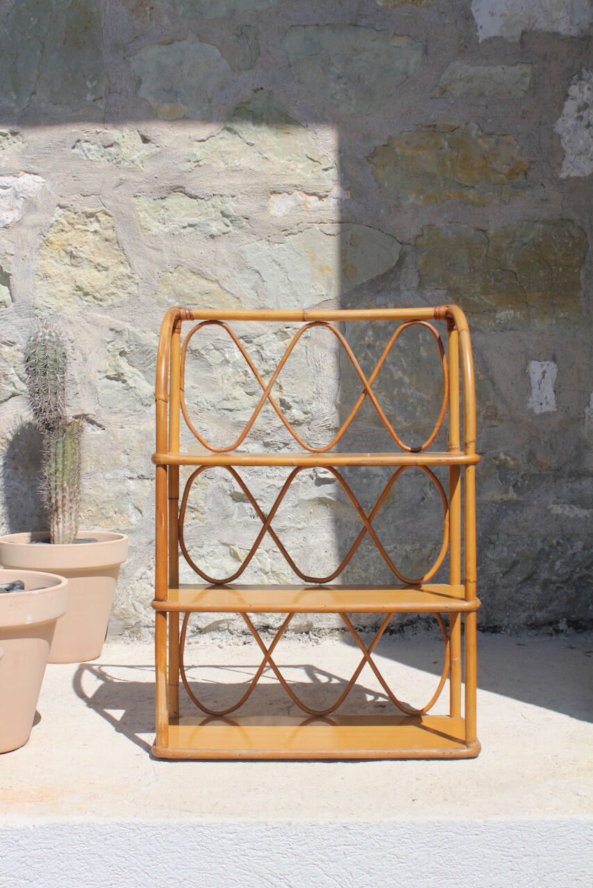 Etagère rotin vintage