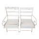 Paire de fauteuils de jardin XIXe, fer forgé & bois, style Restauration