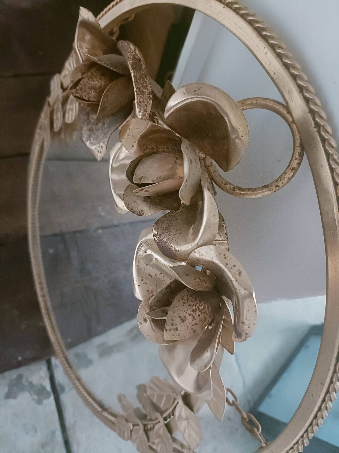 Vintage gold floral mirror