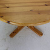 Round Solid Pinewood Dinning Table, 1970's Denmark