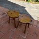 Pair of vintage 1960s solid pine ovoid Scandinavian stools