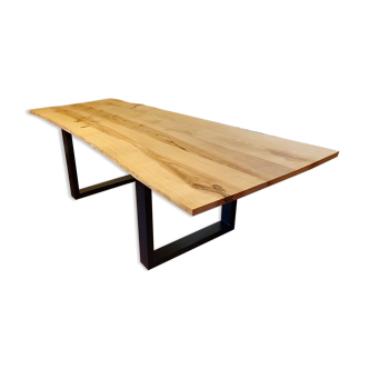 Solid wood design table and metal legs
