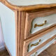 Vintage chest of drawers 3 drawers raw wood and sage green