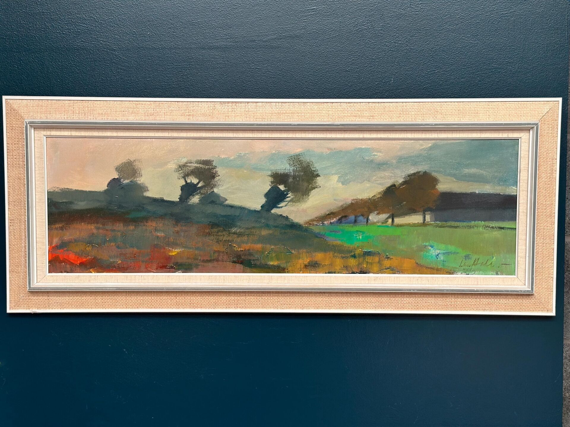 Swedish Oil on Canvas – “Abstract Landscape” by Lennart Hall – Vintage