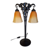 Lampe Art Déco En Fer Forgé Par Charles Schneider