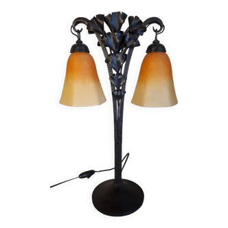 Art Deco Wrought Iron Lamp by Charles Schneider