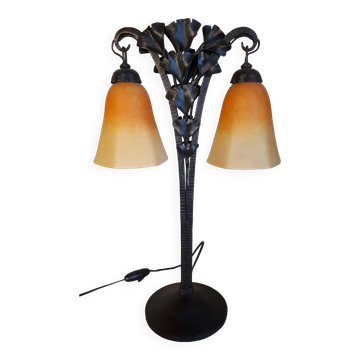 Lampe Art Déco En Fer Forgé Par Charles Schneider