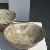 Duo of ceramic bowls interior glazed exterior matt raw earth