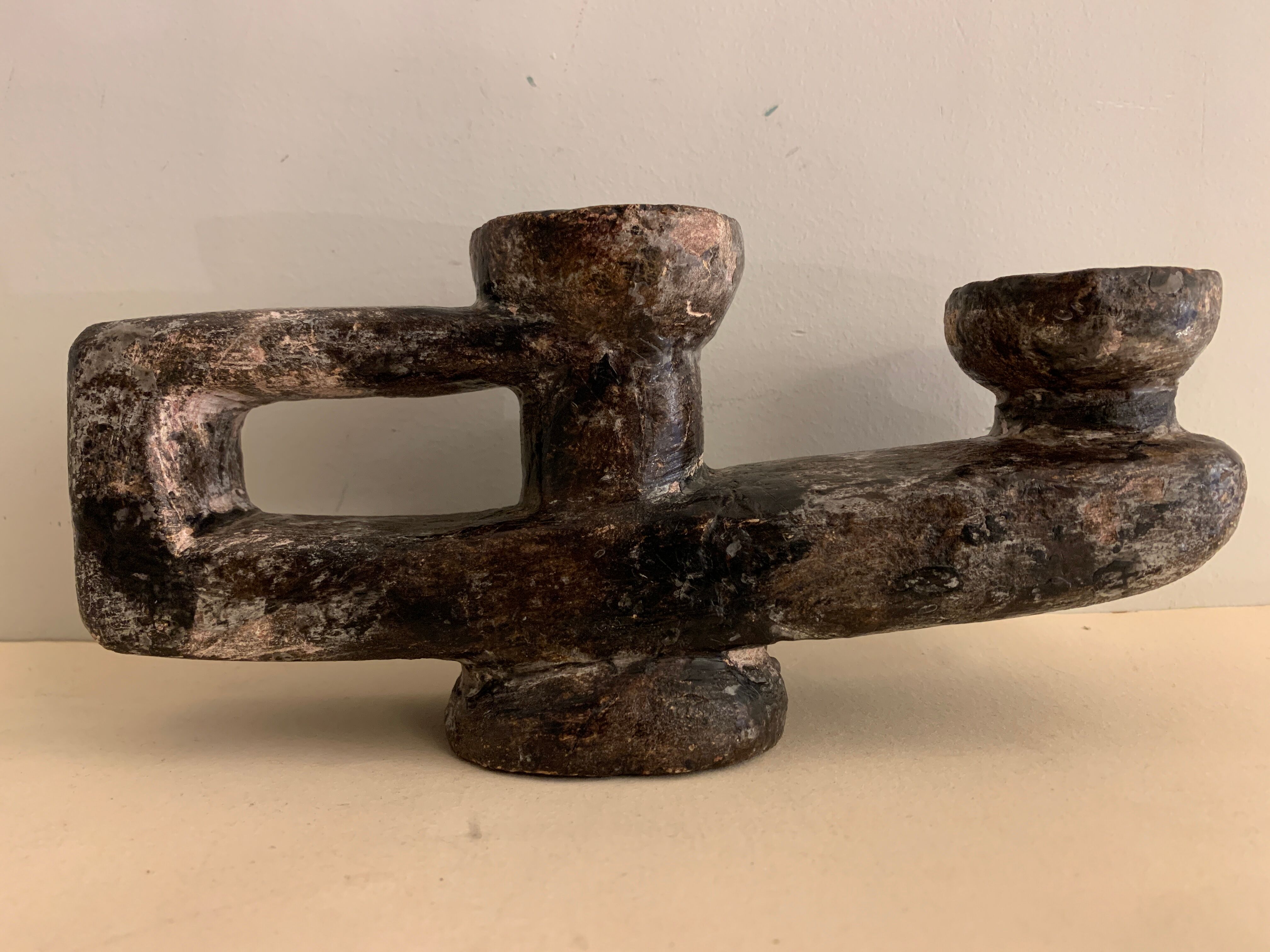 Brutalist ceramic candle holder