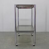 Mid-century smoked glass serving cart, Italy, 1970s