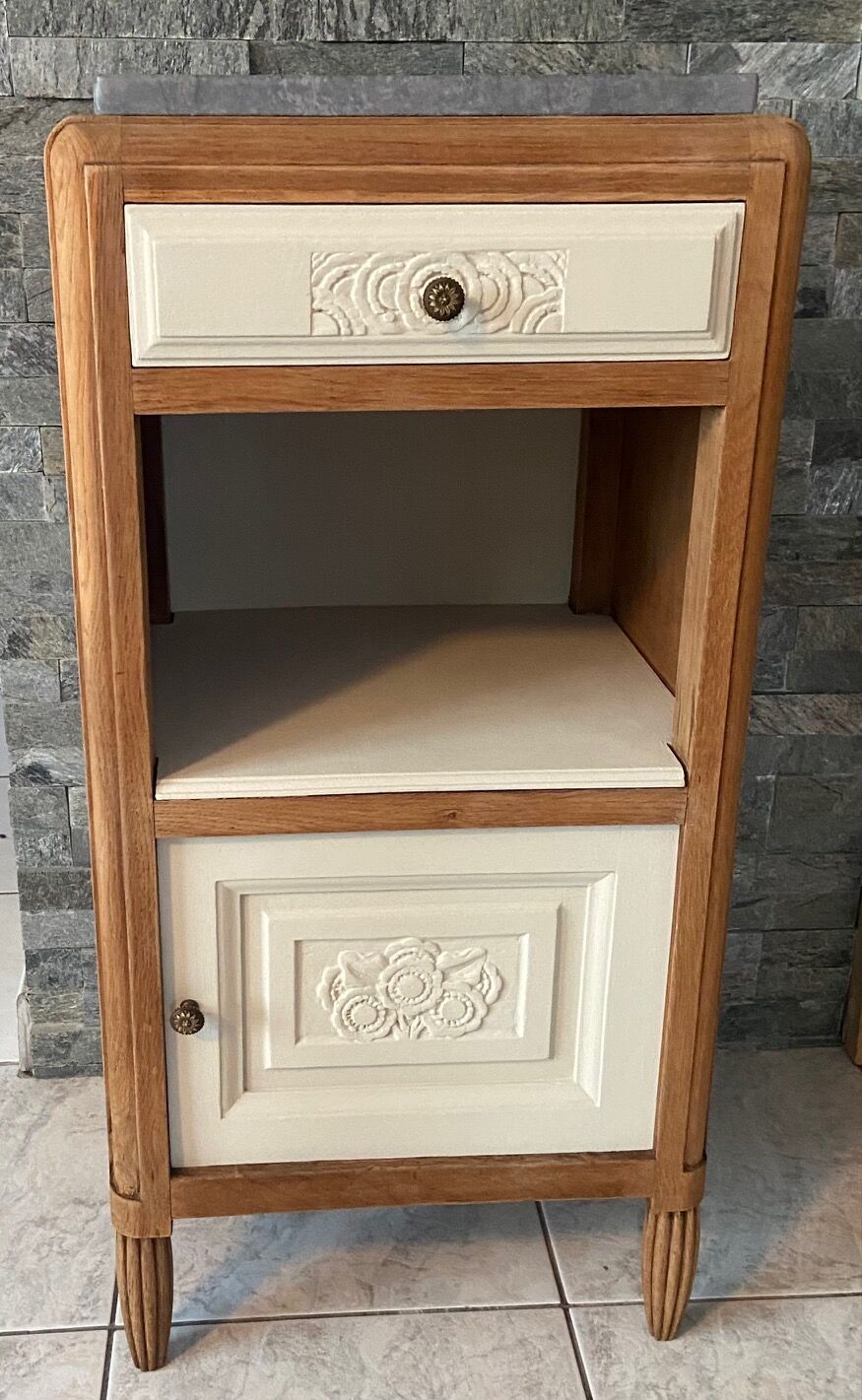 Art Deco bedside, grey marble
