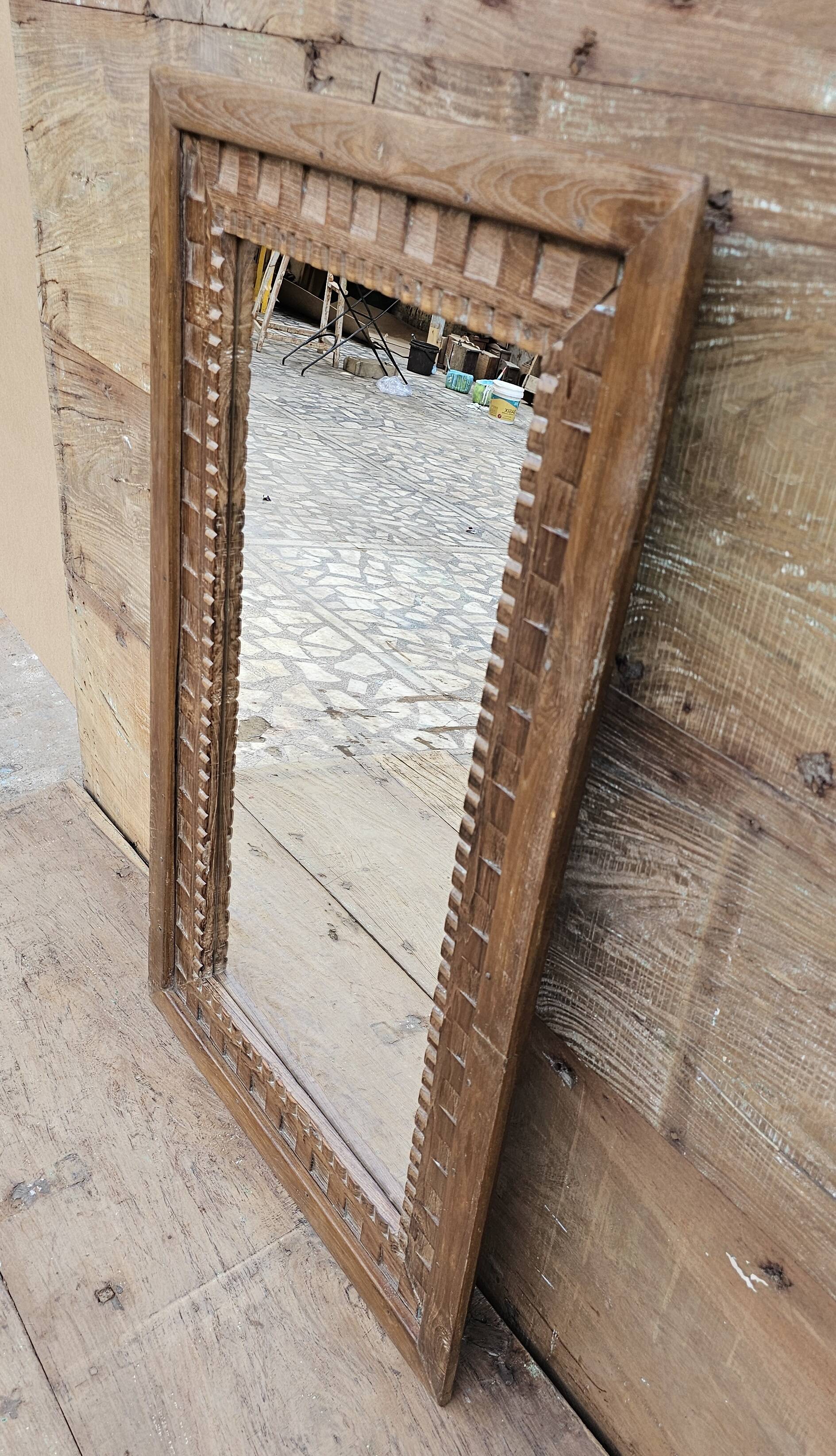 Art Deco mirror in Burmese teak