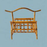 Vintage bamboo and rattan magazine rack
