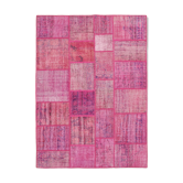 Handwoven anatolian contemporary 176 cm x 242 cm pink patchwork carpet